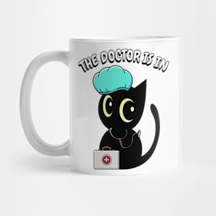 Cute black cat is a doctor Mug